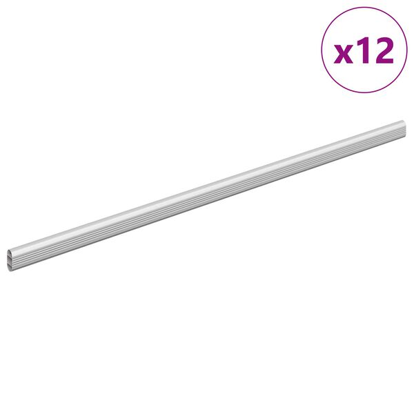 vidaXL Tyč Skř&iacute;ně 12 pcs Stř&iacute;brn&aacute; 764 x 15 x 29 mm Hlin&iacute;kov&aacute; slitina