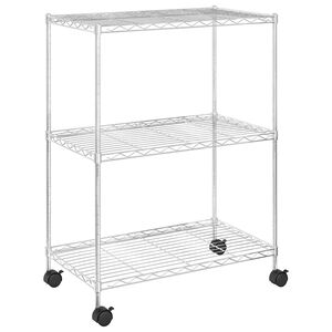 vidaXL 3patrov&yacute; &uacute;ložn&yacute; reg&aacute;l na kolečk&aacute;ch 60 x 35 x 81 cm chrom 150 kg