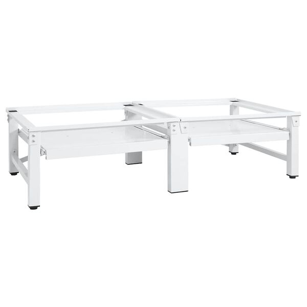 vidaXL Podstavec pod pračku a su&scaron;ičku s v&yacute;suvn&yacute;mi policemi b&iacute;l&yacute;