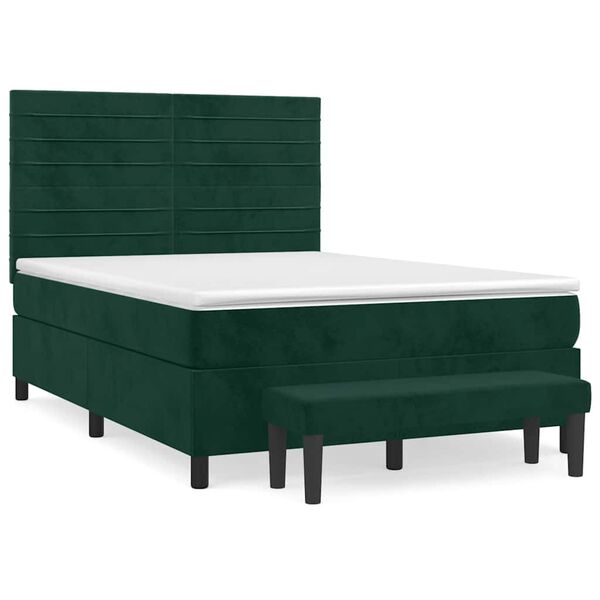 vidaXL Box spring postel s matrac&iacute; tmavě zelen&aacute; 140x190 cm samet