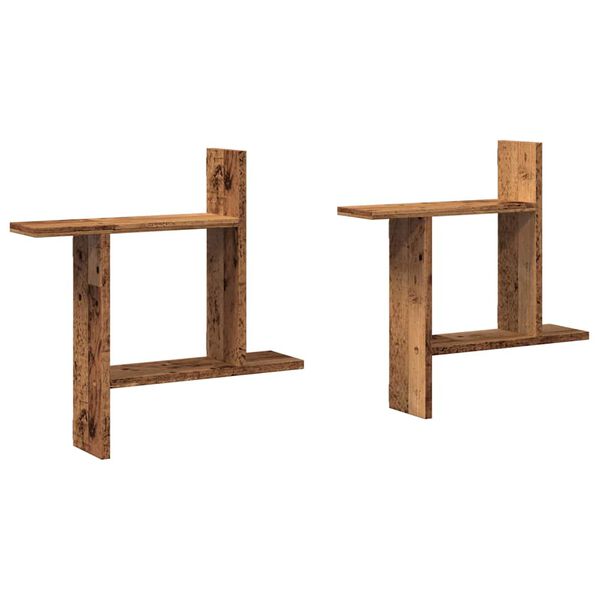 vidaXL N&aacute;stěnn&eacute; police 2 ks old wood 50 x 12 x 50 cm kompozitn&iacute; dřevo