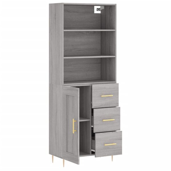 vidaXL Skř&iacute;ň highboard &scaron;ed&aacute; sonoma 69,5 x 34 x 180 cm kompozitn&iacute; dřevo