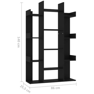 vidaXL Knihovna černá 86 x 25,5 x 140 cm dřevotříska