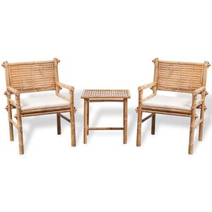 vidaXL 3d&iacute;ln&yacute; bistro set s podu&scaron;kami bambusov&yacute;