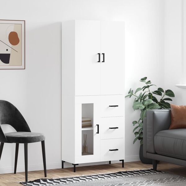 vidaXL Skř&iacute;ň highboard b&iacute;l&aacute; 69,5 x 34 x 180 cm kompozitn&iacute; dřevo