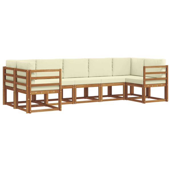 vidaXL Venkovn&iacute; pohovkov&aacute; souprava 7 pcs Přirozen&aacute; a Kr&eacute;mov&aacute;