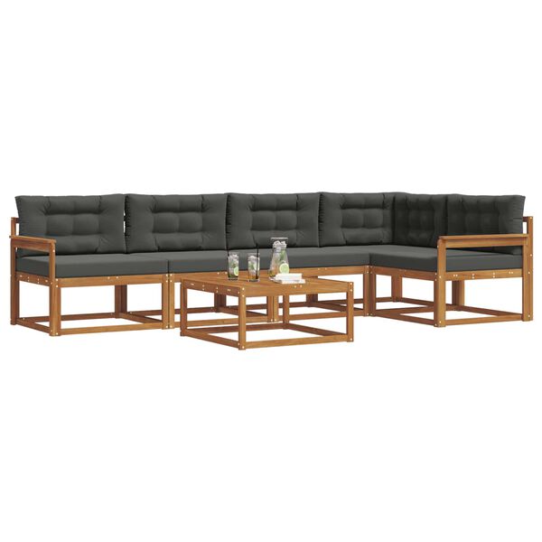 vidaXL Venkovn&iacute; pohovkov&aacute; souprava 6 pcs Přirozen&aacute; a Anthracitov&aacute;