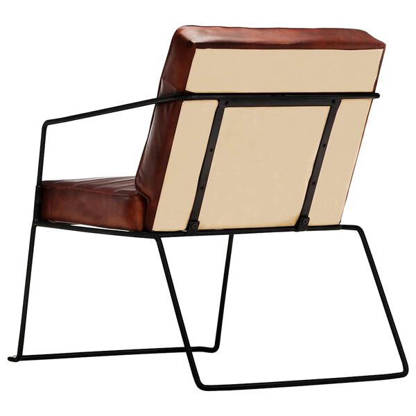 vidaXL Křeslo tmavě hněd&eacute; prav&aacute; kůže