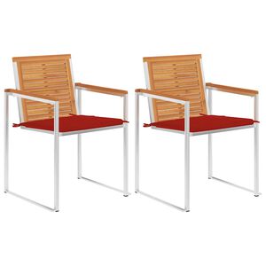 vidaXL Zahradn&iacute; židle s podu&scaron;kami 2 ks masivn&iacute; ak&aacute;ciov&eacute; dřevo a ocel