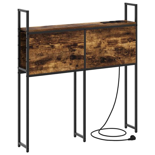 vidaXL &Uacute;ložn&aacute; hlavov&aacute; deska s nab&iacute;jec&iacute; stanic&iacute; s polic&iacute; Kouřov&yacute; dub