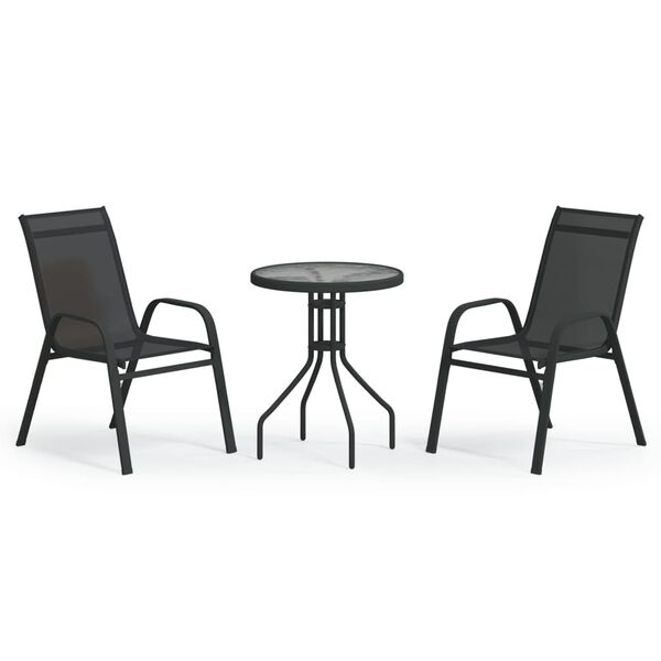 vidaXL 3dílný zahradní bistro set černý