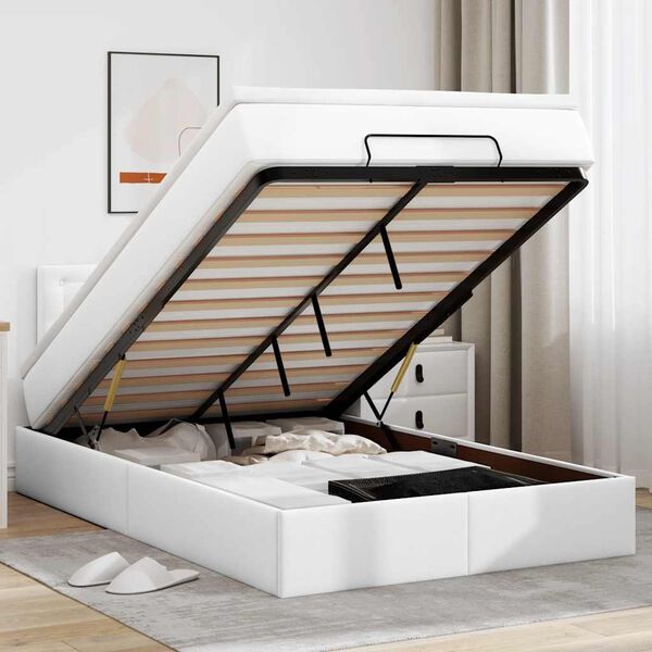 vidaXL Osmansk&yacute; r&aacute;m postele s matrac&iacute; b&iacute;l&yacute; 120x190 cm uměl&aacute; kůže