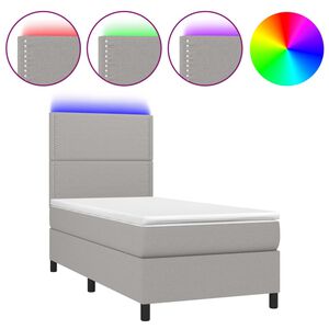 vidaXL Box spring postel s matrac&iacute; a LED světle &scaron;ed&aacute; 100x200 cm textil