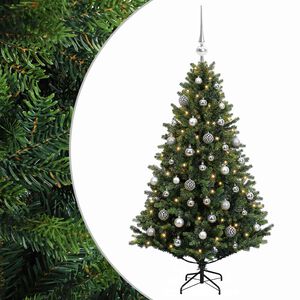 vidaXL Uměl&yacute; v&aacute;nočn&iacute; stromek s baňkami 120 cm 150 LED Tepl&aacute; b&iacute;l&aacute;