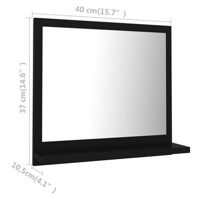 vidaXL Koupelnové zrcadlo černé 40 x 10,5 x 37 cm dřevotříska