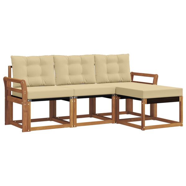 vidaXL Venkovn&iacute; pohovkov&aacute; souprava 4 pcs Přirozen&aacute; a B&eacute;žov&aacute;