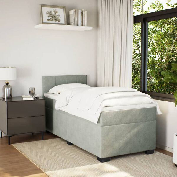 vidaXL Box spring postel s matrac&iacute; světle &scaron;ed&aacute; 80 x 200 cm samet