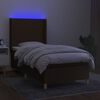 vidaXL Box spring postel s matrac&iacute; a LED tmavě hněd&aacute; 90x190 cm textil