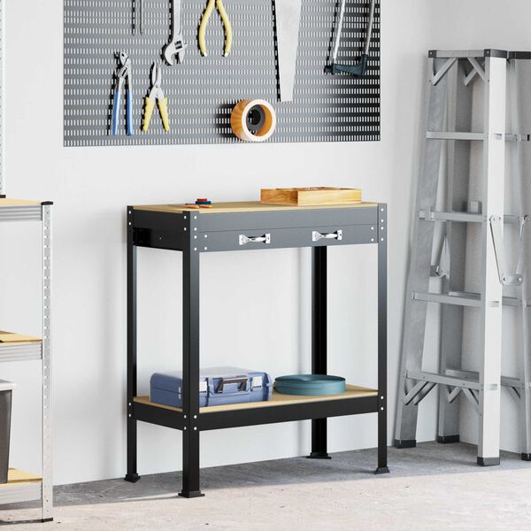 vidaXL Pracovn&iacute; lavice Čern&aacute; 81 x 41 x 145 cm kompozitn&iacute; dřevo
