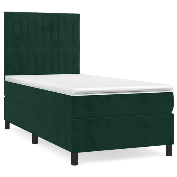 vidaXL Box spring postel s matrac&iacute; tmavě zelen&aacute; 90x190 cm samet
