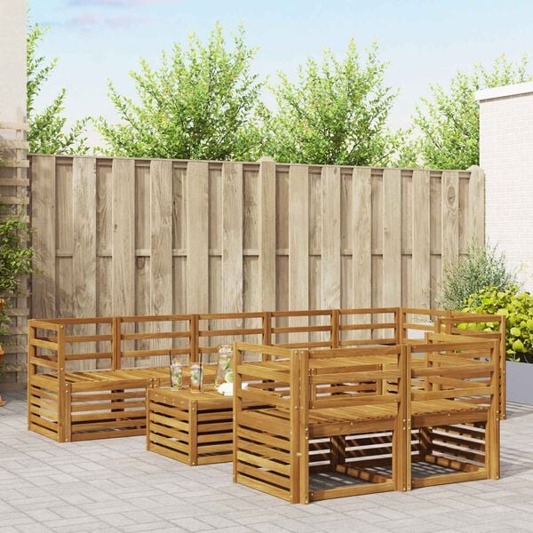 vidaXL Sedac&iacute; soupravy 9 pcs Př&iacute;rodn&iacute; Masivn&iacute; ak&aacute;tov&eacute; dřevo