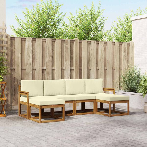 vidaXL Venkovn&iacute; pohovkov&aacute; souprava 6 pcs Přirozen&aacute; a Kr&eacute;mov&aacute;