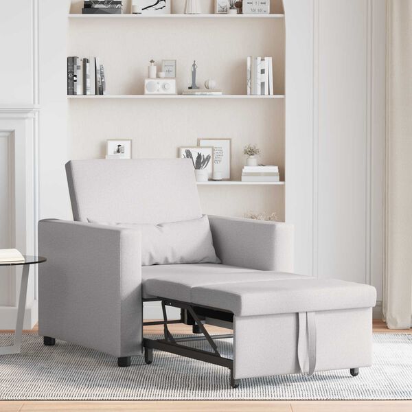 vidaXL Jednolůžková pohovka s funkcí lůžka s koly Oblačná šedá