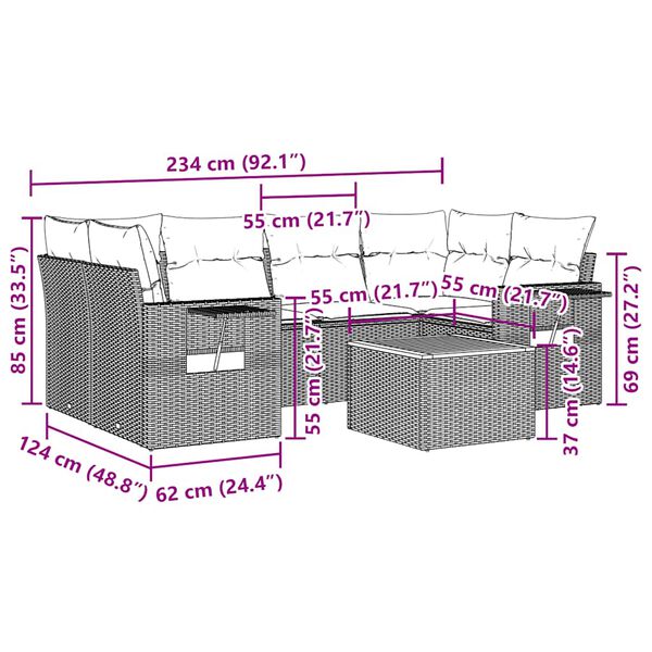 vidaXL 7d&iacute;ln&aacute; zahradn&iacute; sedac&iacute; souprava s podu&scaron;kami čern&aacute; polyratan