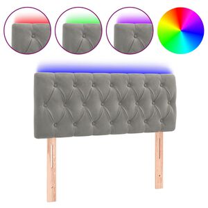 vidaXL Čelo postele s LED světle &scaron;ed&eacute; 100 x 7 x 78/88 cm samet