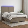 vidaXL Box spring postel s matrac&iacute; a LED taupe 140x190 cm textil