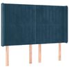 vidaXL Čelo postele typu u&scaron;&aacute;k tmavě modr&aacute; 147x16x118/128 cm samet