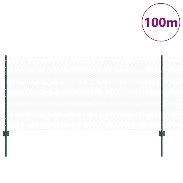 vidaXL Plot s sloupkem Zelen&aacute; 1 x 100 m Ocel a PVC