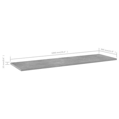 vidaXL Přídavné police 8 ks betonově šedé 100x30x1,5 cm dřevotříska