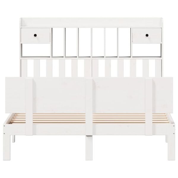 vidaXL Postel s knihovnou bez matrace bílá 140x190 cm masivní borovice