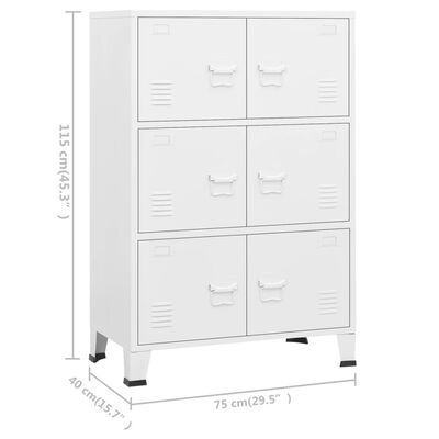 vidaXL Industriální úložná skříň bílá 75 x 40 x 115 cm kov