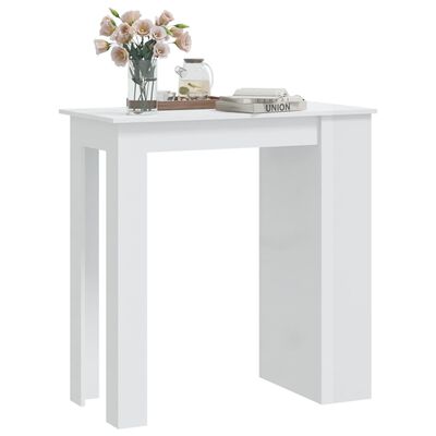 vidaXL Barový stůl s úložným regálem bílý vysoký lesk 102x50x103,5 cm