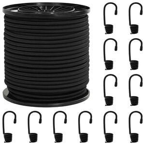 vidaXL Bungee &scaron;ňůry s h&aacute;čky 4 mm Čern&aacute; PP a guma