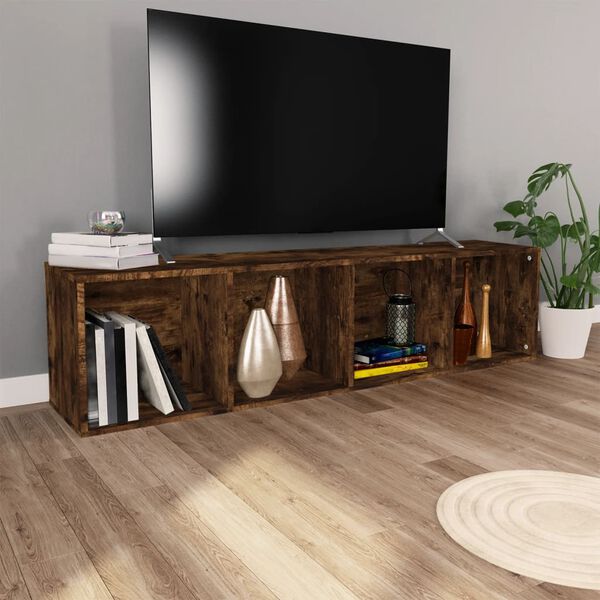 vidaXL Knihovna / TV skř&iacute;ňka kouřov&yacute; dub 36x30x143 cm kompozitn&iacute; dřevo