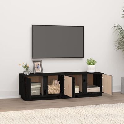 vidaXL TV skříňka černá 140 x 40 x 40 cm masivní borové dřevo