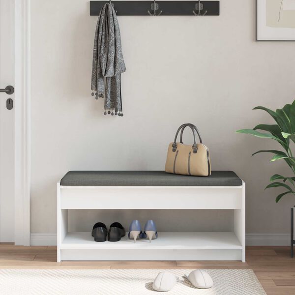 vidaXL Chodbičkov&aacute; lavice s pol&scaron;t&aacute;řem s polic&iacute; B&iacute;l&yacute; 103 x 38 x 45 cm