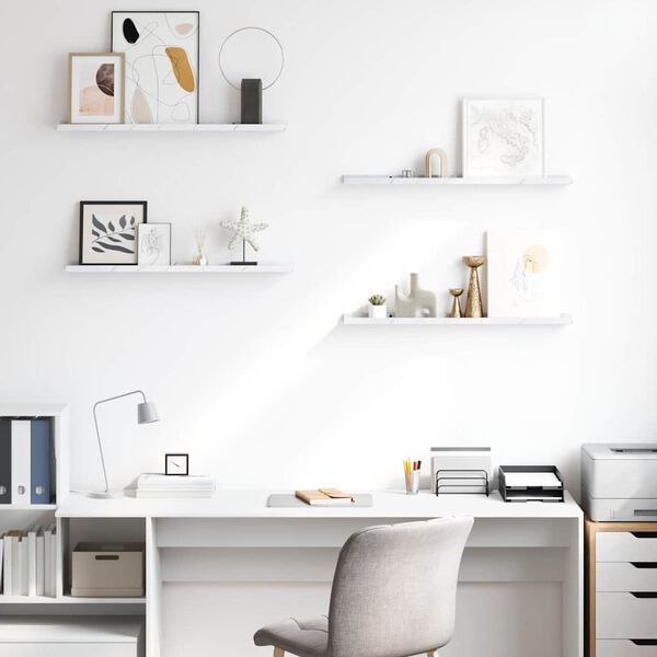 vidaXL N&aacute;stěnn&aacute; polička s polic&iacute; 4 pcs B&iacute;l&yacute; mramor 80 x 9 x 3 cm