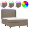 vidaXL Box spring postel s matrac&iacute; a LED taupe 140x190 cm textil