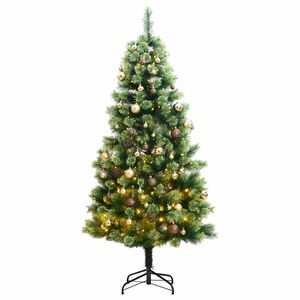 vidaXL Uměl&yacute; skl&aacute;pěc&iacute; v&aacute;nočn&iacute; stromek s 300 LED a koulemi 180 cm