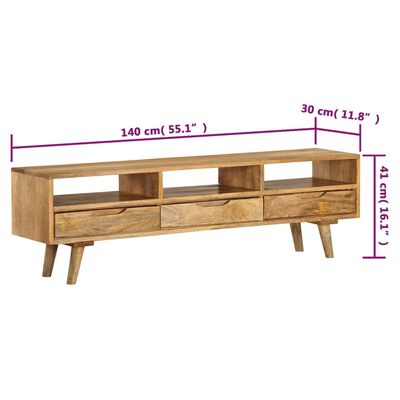 vidaXL TV stolek z masivního mangovníkového dřeva 140 x 30 x 41 cm