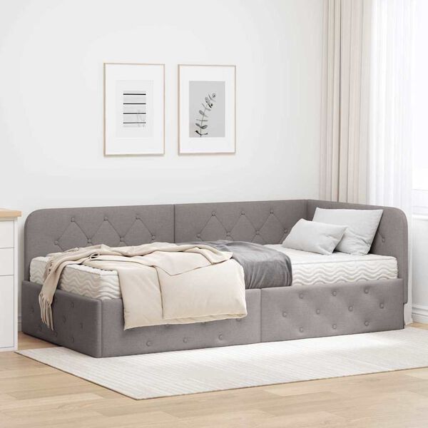 vidaXL Rohov&yacute; r&aacute;m postele s matrac&iacute; s čelo Taupe 100 x 200 cm textil