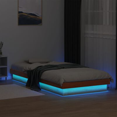 vidaXL Rám postele s LED voskově hnědý 100 x 200 cm masivní borovice