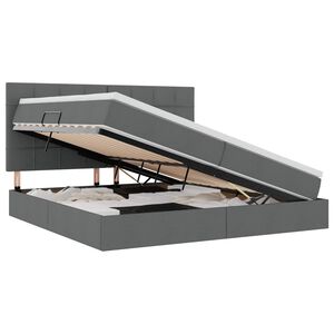 vidaXL Postel s &uacute;ložn&yacute;m prostorem a LED osvětlen&iacute;m s LED Tmavě &scaron;ed&aacute;