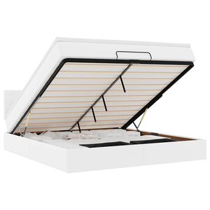 vidaXL Osmansk&yacute; r&aacute;m postele s matrac&iacute; b&iacute;l&yacute; 180x200cm uměl&aacute; kůže