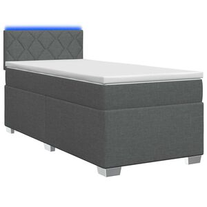 vidaXL Box spring postel s matrac&iacute; a LED Tmavě &scaron;ed&aacute; 80 x 200 cm Textil
