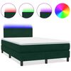 vidaXL Box spring postel s matrac&iacute; a LED tmavě zelen&aacute; 120x210 cm samet